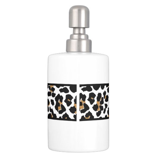 Leopard Print Soap Dispenser and Toothbrush Holder (Back)