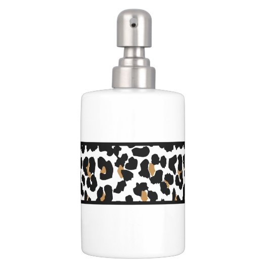 Leopard Print Soap Dispenser and Toothbrush Holder (Front)
