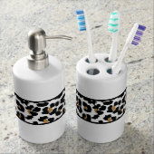 Leopard Print Soap Dispenser and Toothbrush Holder (Front)