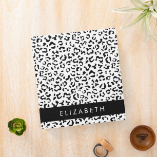 Leopard Print, Spots, Black And White, Your Name 3 Ring Binder