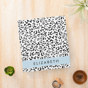 Leopard Print, Spots, Black And White, Your Name 3 Ring Binder