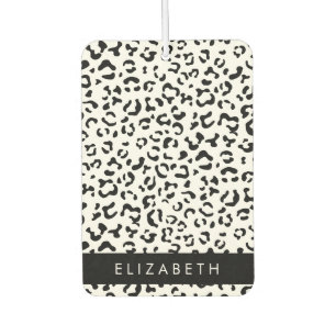 Leopard Print, Spots, Black And White, Your Name Air Freshener