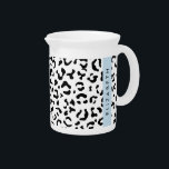 Leopard Print, Spots, Black And White, Your Name Beverage Pitcher<br><div class="desc">Elegant,  stylish and sophisticated leopard pattern in black and white color. Modern and trendy gift,  perfect for the animal print lover in your life. Personalize by adding your name,  nickname,  monogram or initials.</div>