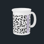 Leopard Print, Spots, Black And White, Your Name Beverage Pitcher<br><div class="desc">Elegant,  stylish and sophisticated leopard pattern in black and white color. Modern and trendy gift,  perfect for the animal print lover in your life. Personalize by adding your name,  nickname,  monogram or initials.</div>