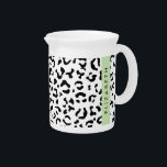 Leopard Print, Spots, Black And White, Your Name Beverage Pitcher<br><div class="desc">Elegant,  stylish and sophisticated leopard pattern in black and white color. Modern and trendy gift,  perfect for the animal print lover in your life. Personalize by adding your name,  nickname,  monogram or initials.</div>