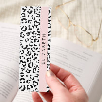 Leopard Print, Spots, Black And White, Your Name Bookmarks