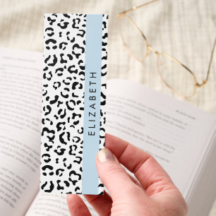 Leopard Print, Spots, Black And White, Your Name Bookmarks