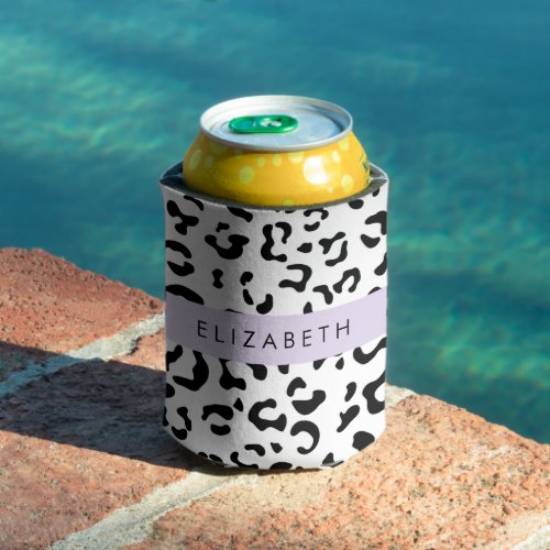 Leopard Print Spots Black And White Your Name Can Cooler