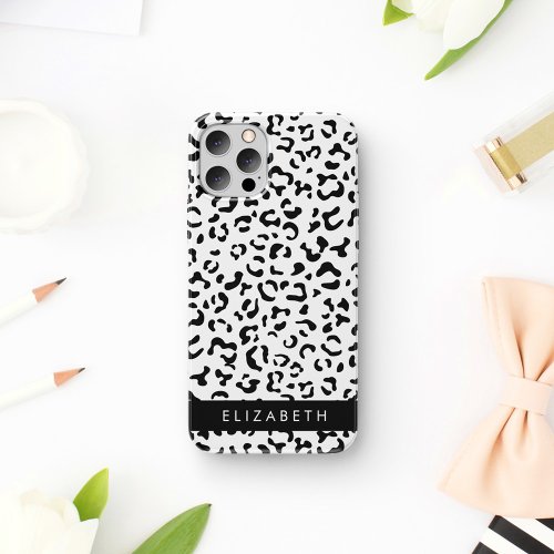 Leopard Print Spots Black And White Your Name iPhone 12 Pro Case