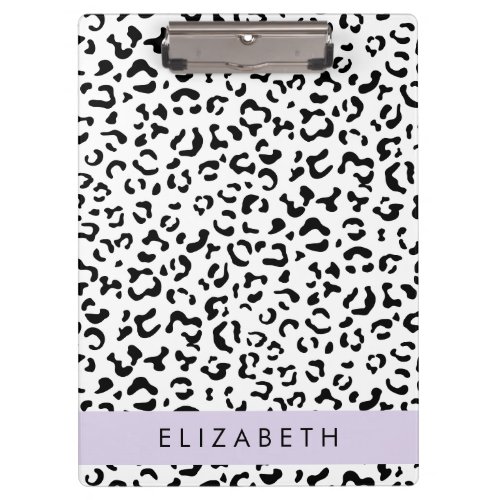 Leopard Print Spots Black And White Your Name Clipboard