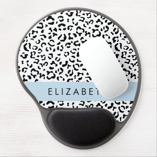 Leopard Print Spots Black And White Your Name Gel Mouse Pad