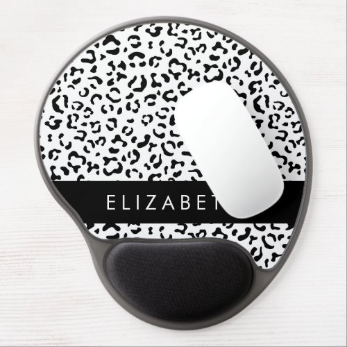 Leopard Print Spots Black And White Your Name Gel Mouse Pad