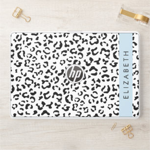 Leopard Print, Spots, Black And White, Your Name HP Laptop Skin
