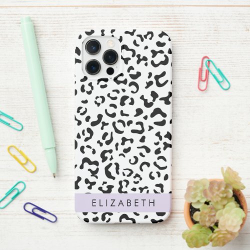 Leopard Print Spots Black And White Your Name iPhone 12 Pro Case