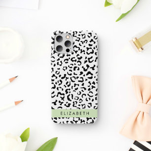 Leopard Print, Spots, Black And White, Your Name iPhone 16 Case