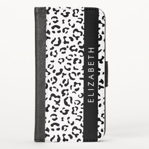 Leopard Print Spots Black And White Your Name iPhone X Wallet Case