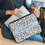 Leopard Print, Spots, Black And White, Your Name Laptop Sleeve<br><div class="desc">Elegant,  stylish and sophisticated leopard pattern in black and white color. Modern and trendy gift,  perfect for the animal print lover in your life. Personalize by adding your name,  nickname,  monogram or initials.</div>