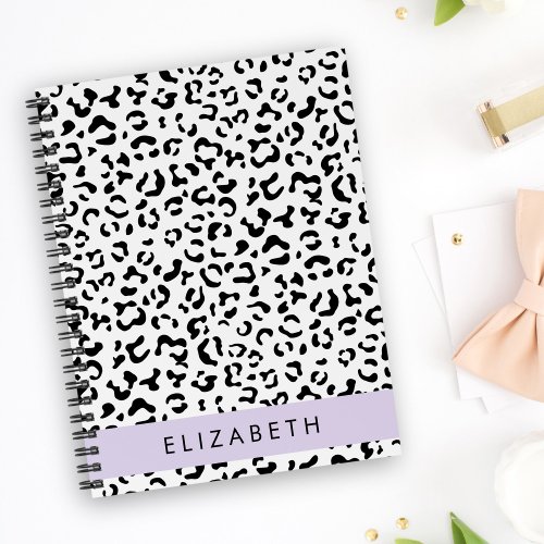 Leopard Print Spots Black And White Your Name Notebook