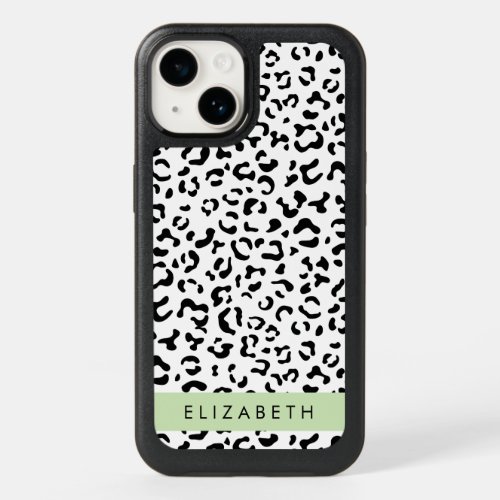 Leopard Print Spots Black And White Your Name OtterBox iPhone 14 Case