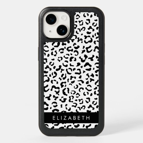 Leopard Print Spots Black And White Your Name OtterBox iPhone 14 Case