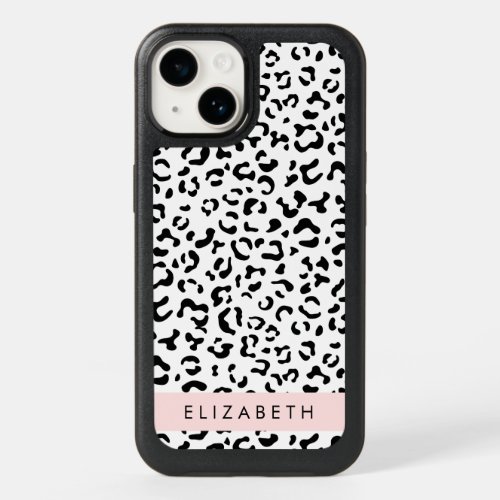 Leopard Print Spots Black And White Your Name OtterBox iPhone 14 Case