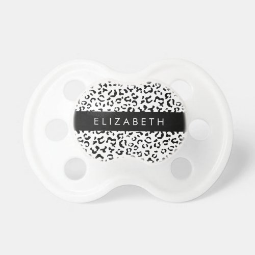 Leopard Print Spots Black And White Your Name Pacifier