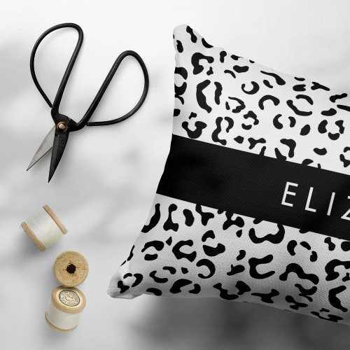 Leopard Print Spots Black And White Your Name Pet Bed