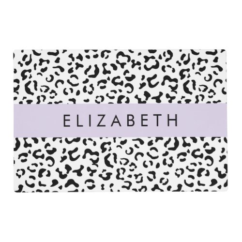 Leopard Print Spots Black And White Your Name Placemat