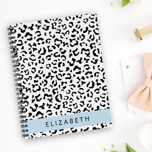 Leopard Print, Spots, Black And White, Your Name Planner