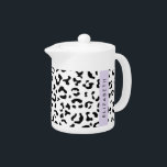 Leopard Print, Spots, Black And White, Your Name Teapot<br><div class="desc">Elegant,  stylish and sophisticated leopard pattern in black and white color. Modern and trendy gift,  perfect for the animal print lover in your life. Personalize by adding your name,  nickname,  monogram or initials.</div>