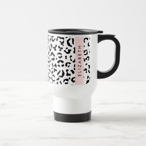 Leopard Print Spots Black And White Your Name Travel Mug