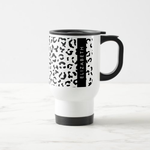 Leopard Print Spots Black And White Your Name Travel Mug