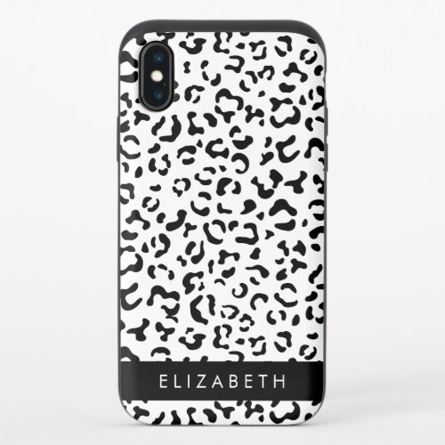 Leopard Print Spots Black And White Your Name iPhone X Slider Case