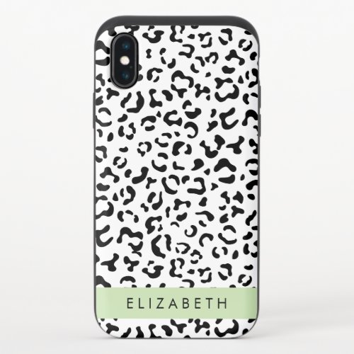 Leopard Print Spots Black And White Your Name iPhone X Slider Case
