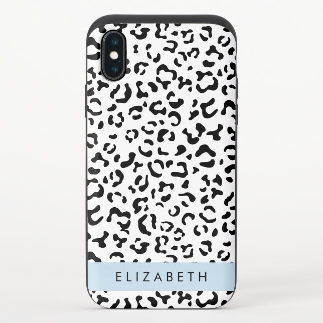 Leopard Print, Spots, Black And White, Your Name Uncommon iPhone Case (Back)