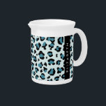 Leopard Print, Spots, Blue Leopard, Your Name Beverage Pitcher<br><div class="desc">Elegant,  stylish and sophisticated leopard pattern in blue color. Modern and trendy gift,  perfect for the animal print lover in your life. Personalize by adding your name,  nickname,  monogram or initials.</div>