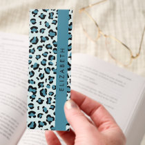 Leopard Print, Spots, Blue Leopard, Your Name Bookmarks