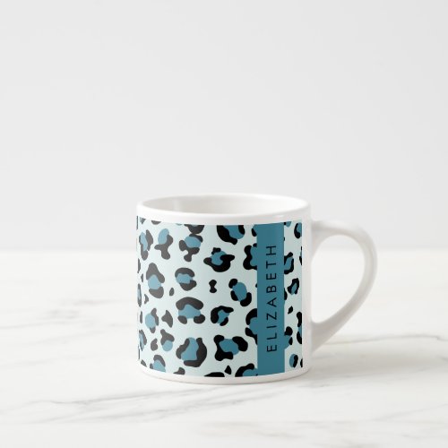 Leopard Print Spots Blue Leopard Your Name Espresso Cup