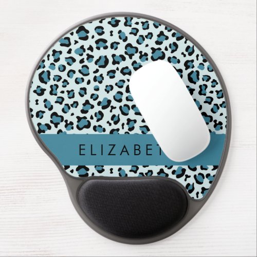 Leopard Print Spots Blue Leopard Your Name Gel Mouse Pad