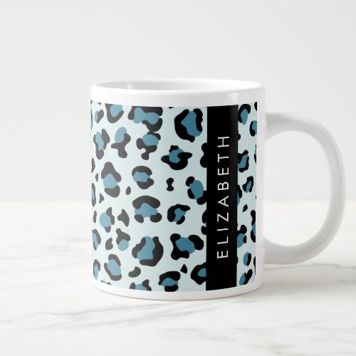 Leopard Print Spots Blue Leopard Your Name Giant Coffee Mug