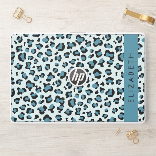 Leopard Print Spots Blue Leopard Your Name HP Laptop Skin