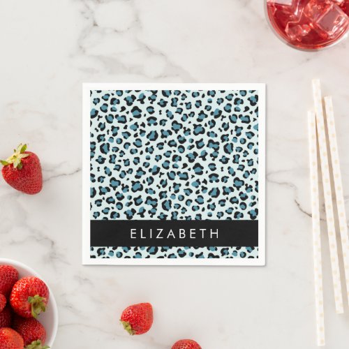 Leopard Print Spots Blue Leopard Your Name Napkins