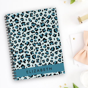 Leopard Print, Spots, Blue Leopard, Your Name Notebook