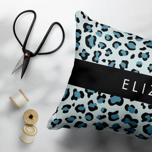 Leopard Print Spots Blue Leopard Your Name Pillow Case