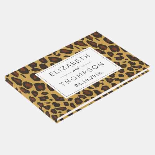 Leopard Print Spots Brown Leopard Wedding Guest Book