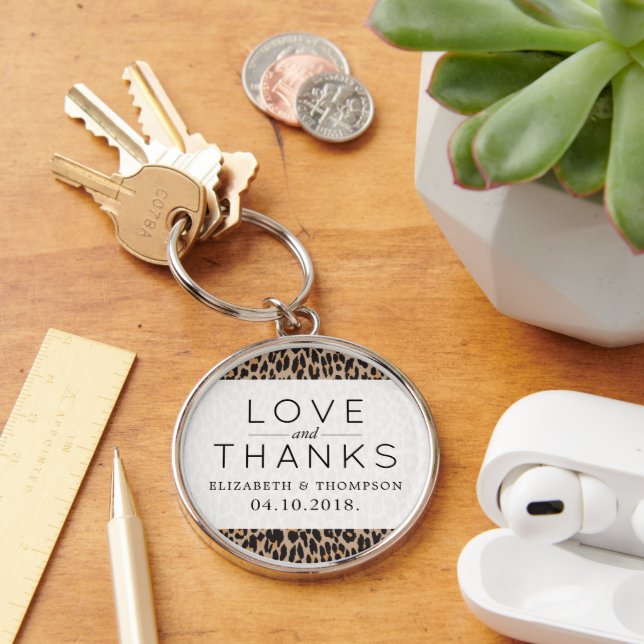 Leopard Print, Spots, Brown Leopard, Wedding Keychain (Desk)