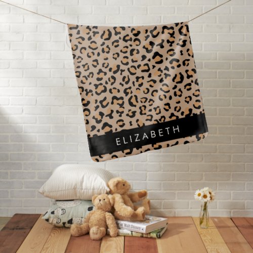 Leopard Print Spots Brown Leopard Your Name Baby Blanket