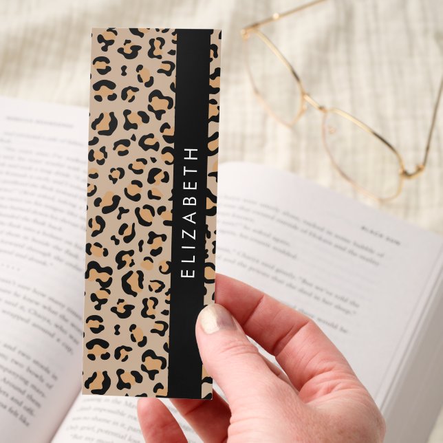 Leopard Print, Spots, Brown Leopard, Your Name Bookmarks (Hand)
