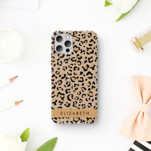 Leopard Print Spots Brown Leopard Your Name iPhone 12 Pro Case