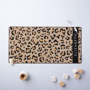 Leopard Print, Spots, Brown Leopard, Your Name Desk Mat